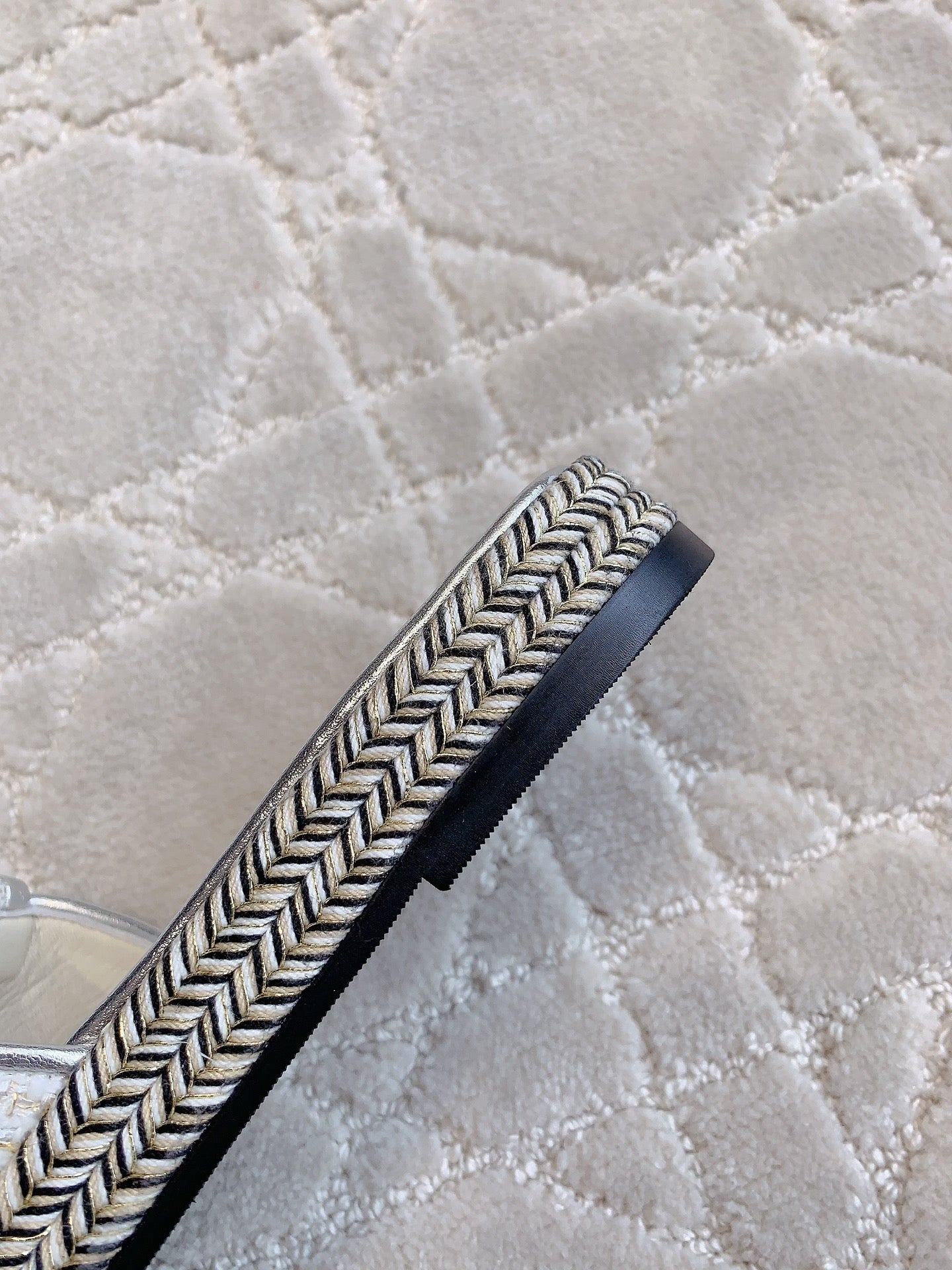 PLATFORM SLIPPERS IN SILVER WOOL AND LAMBSKIN