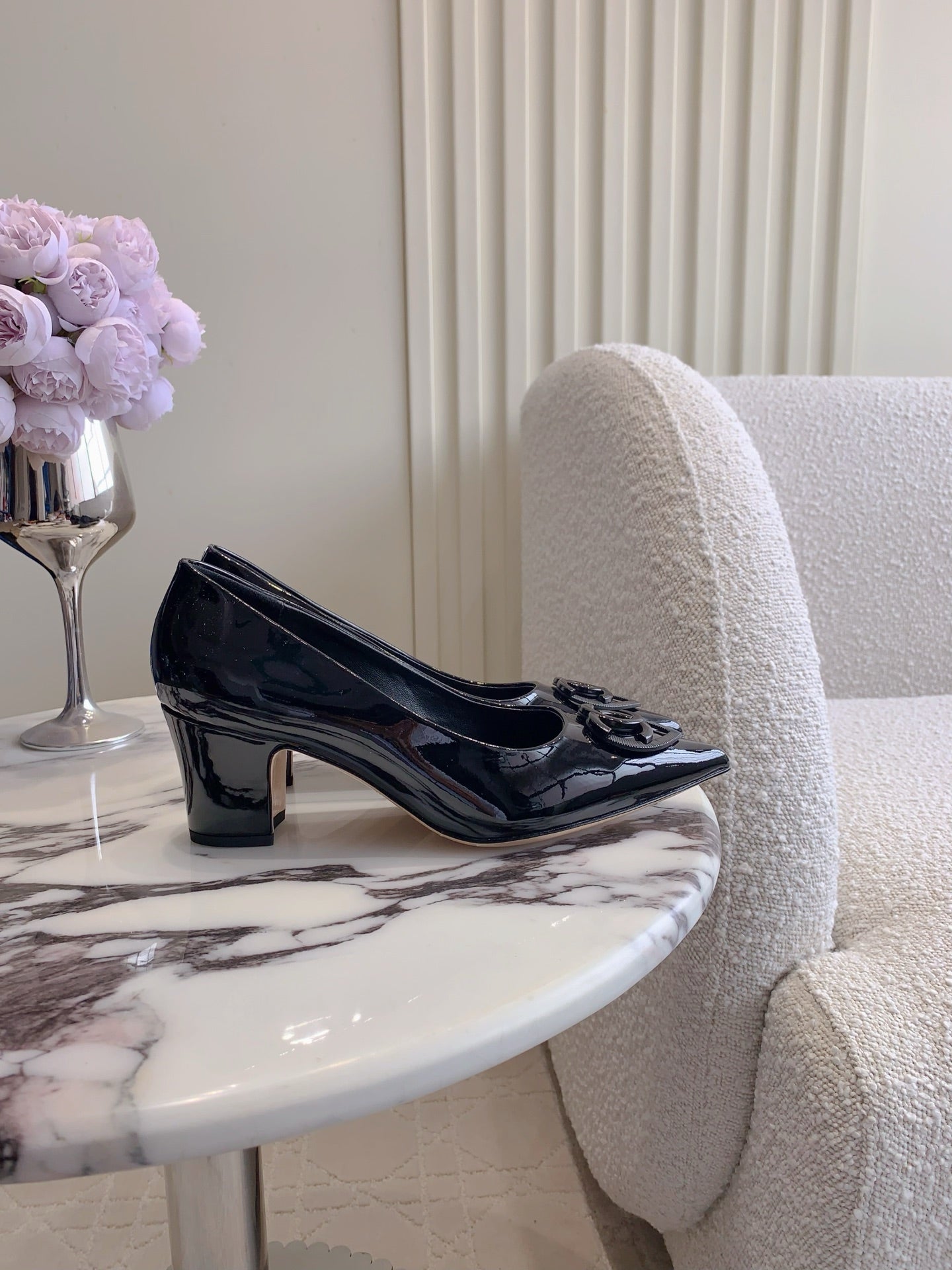 HIGH PUMP 65 MM IN BLACK PATENT CALFSKIN