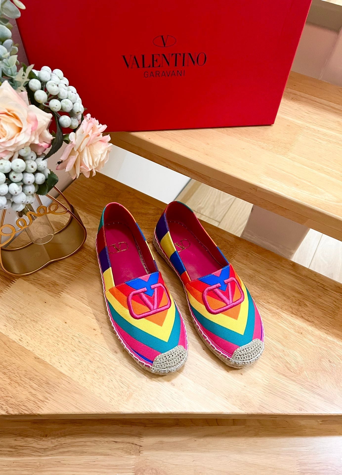 GARAVANI PRINTED COLORFUL CANVAS LOAFER WITH EMBROIDERED LOGO
