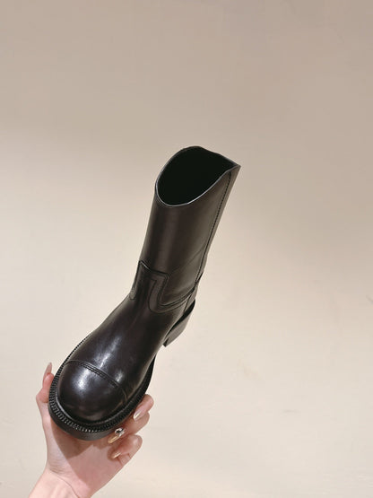 CC SHORT BOOTS BROWN CALFSKIN