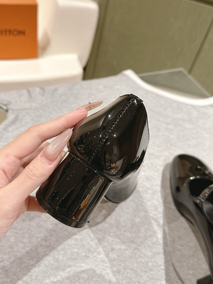 SWING HIGH MARY JANE 55 MM IN BLACK PATENT CALFSKIN