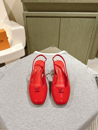 SWING SLINGBACK PUMP 55 MM IN CRIMSON RED CALFSKIN