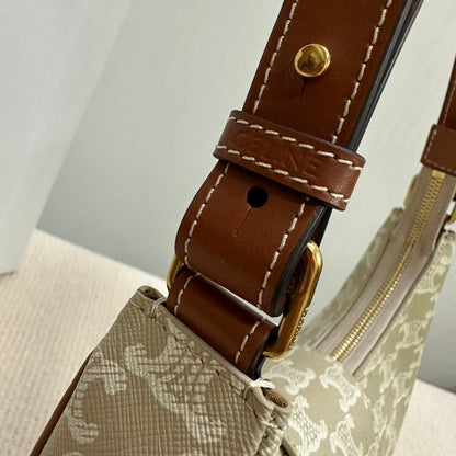 MEDIUM AVA BAG 23 IN BEIGE TRIOMPHE CANVAS GOLD LOGO