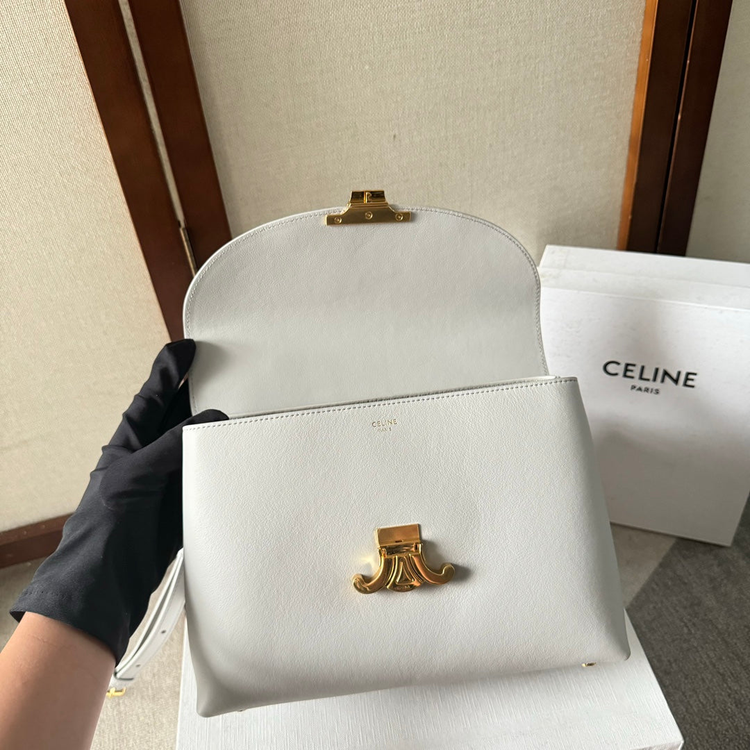 MEDIUM NINO BAG 25 IN WHITE SOFT CALFSKIN GOLD HARDWARE