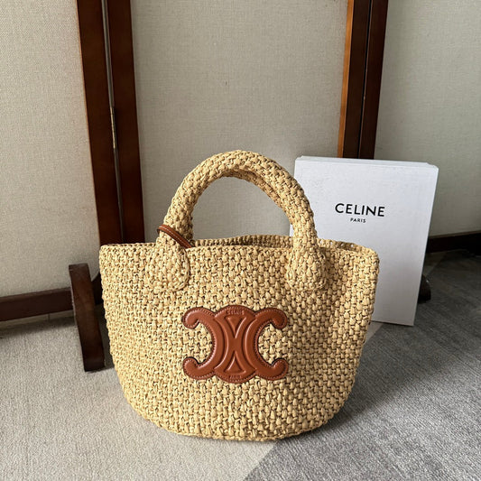 TOTE BAG CELINE TRIOMPHE 23 IN BEIGE RAFFIA