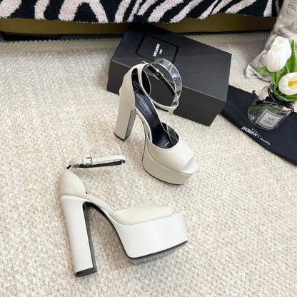 SL JODIE PLATFORM SANDALS WHITE CALFSKIN