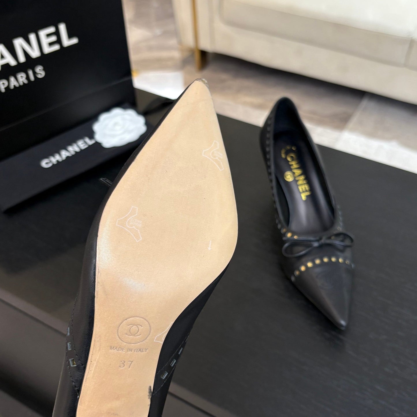 HIGH HEEL PUMP 65 MM IN BLACK LAMBSKIN