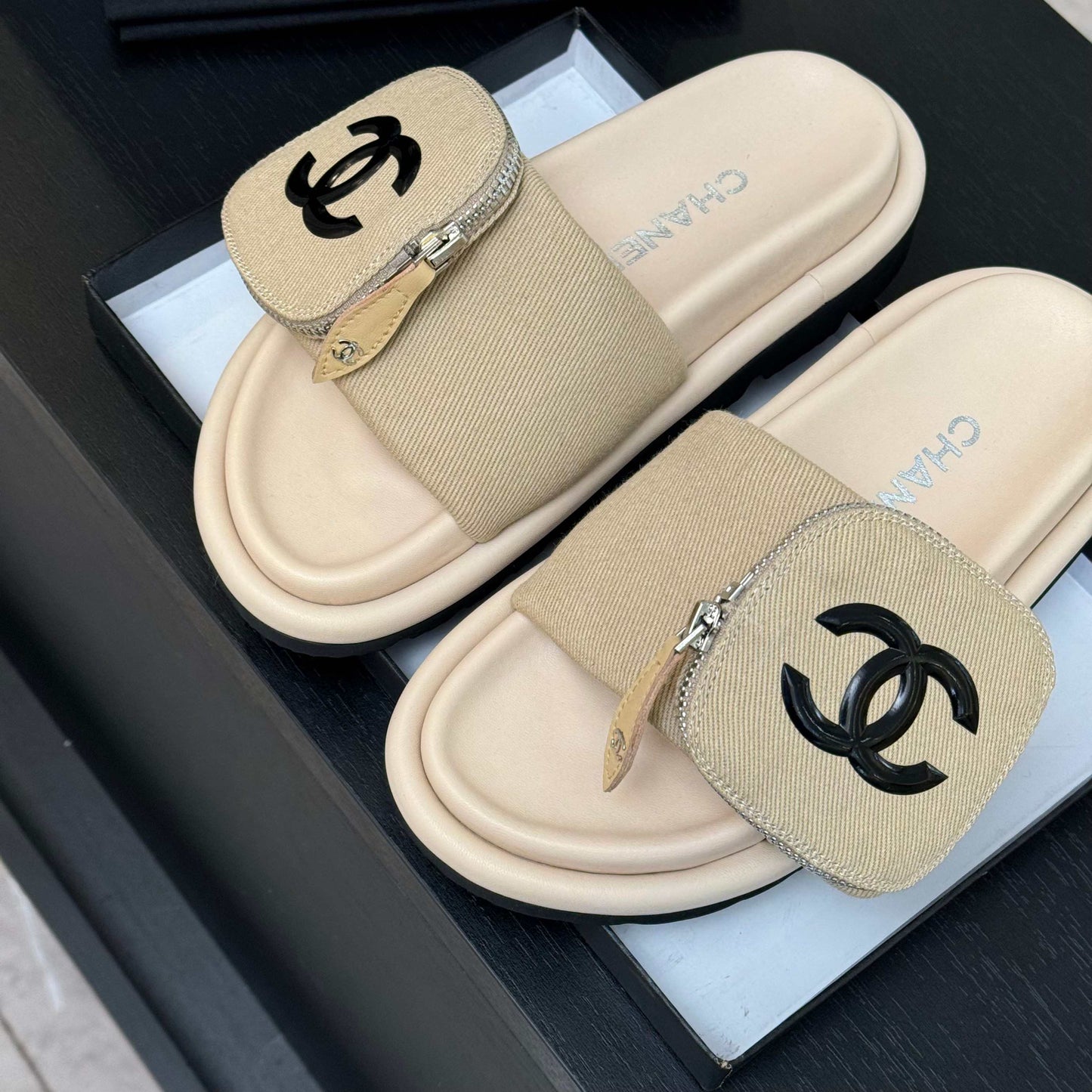 SLIDE IN LIGHT YELLOW DENIM FABRIC 45 MM