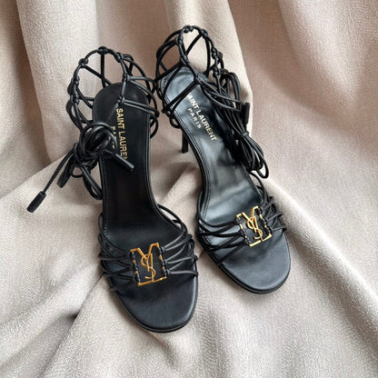 BABYLONE SANDALS 90 IN ALL BLACK LAMBSKIN