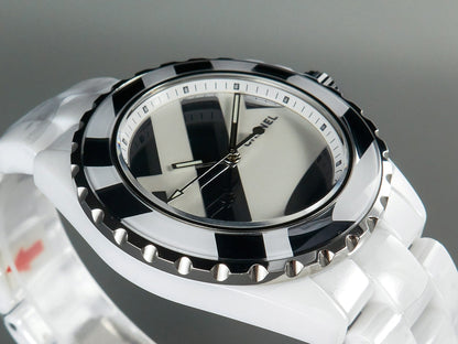 J12 38mm Automatic Limited Untitled H5582 White Ceramic Black White Dial