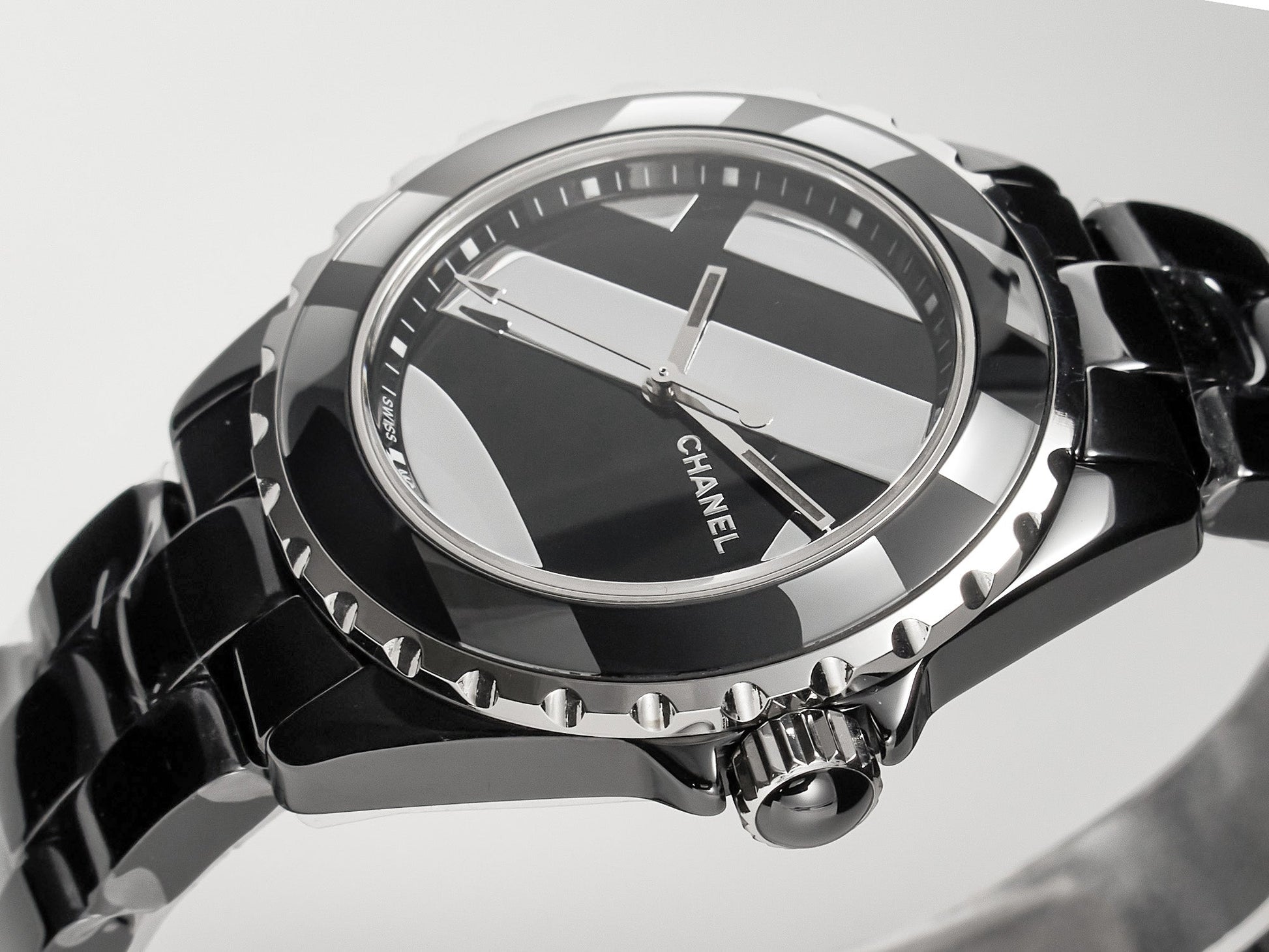 J12 38mm Automatic Limited Untitled H5582 Black Ceramic Black Steel Dial