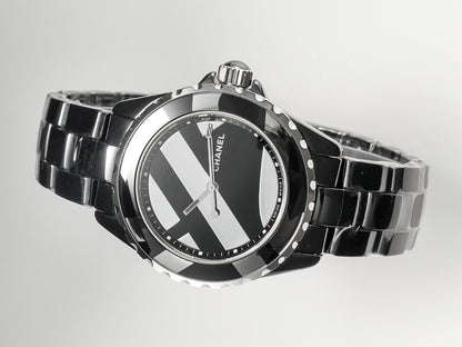 J12 38mm Automatic Limited Untitled H5582 Black Ceramic Black Steel Dial
