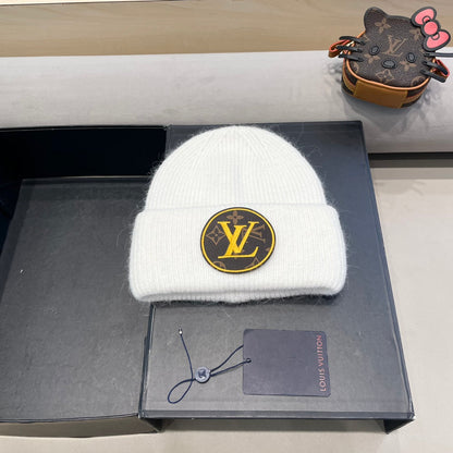 KNITTED BEANIE HAT IN WHITE WOOL AND RABBIT FUR 417753