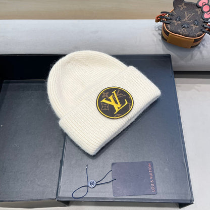KNITTED BEANIE HAT IN BEIGE WOOL AND RABBIT FUR 417758
