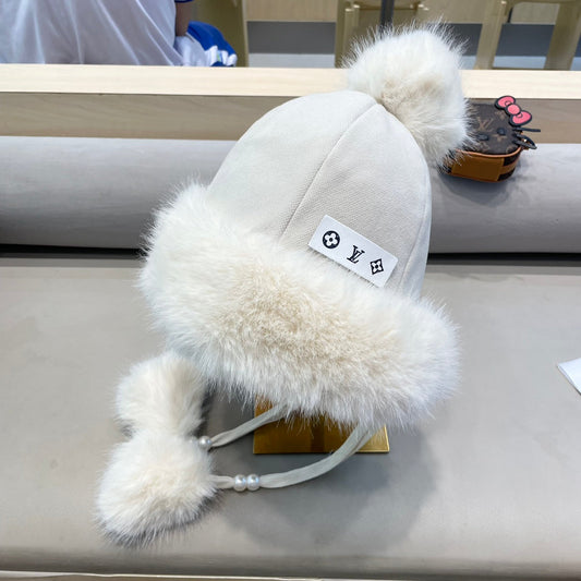 BEANIE HAT IN WHITE WOOL AND COTTON 419746