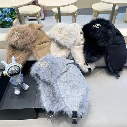 TRAPPER HAT IN BLACK SUEDE AND LAMB FUR 429972