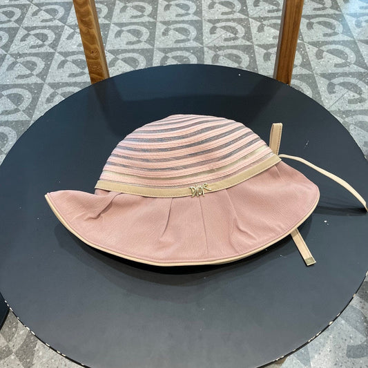 STRIPED BUCKET HAT IN WOOLLY BEIGE COTTON 434999