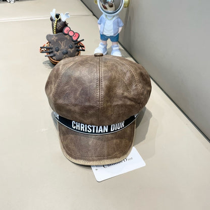 BAKER BOY HAT IN BROWN LEATHER 436762