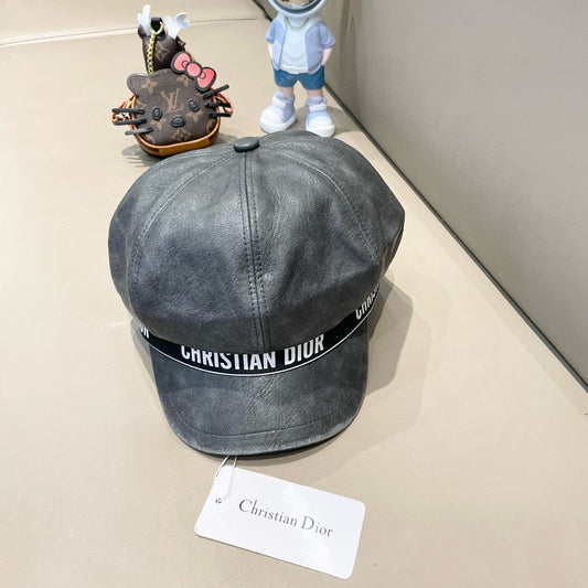 BAKER BOY HAT IN DARK GRAY LEATHER 436764