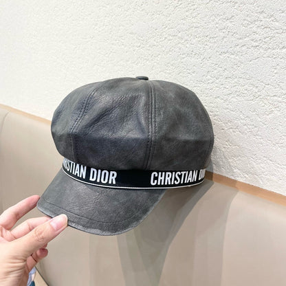 BAKER BOY HAT IN DARK GRAY LEATHER 436764