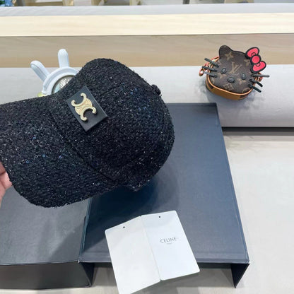 BASEBALL CAP MODEL 650508 IN BLACK TEXTURED SPARKLE FABRIC