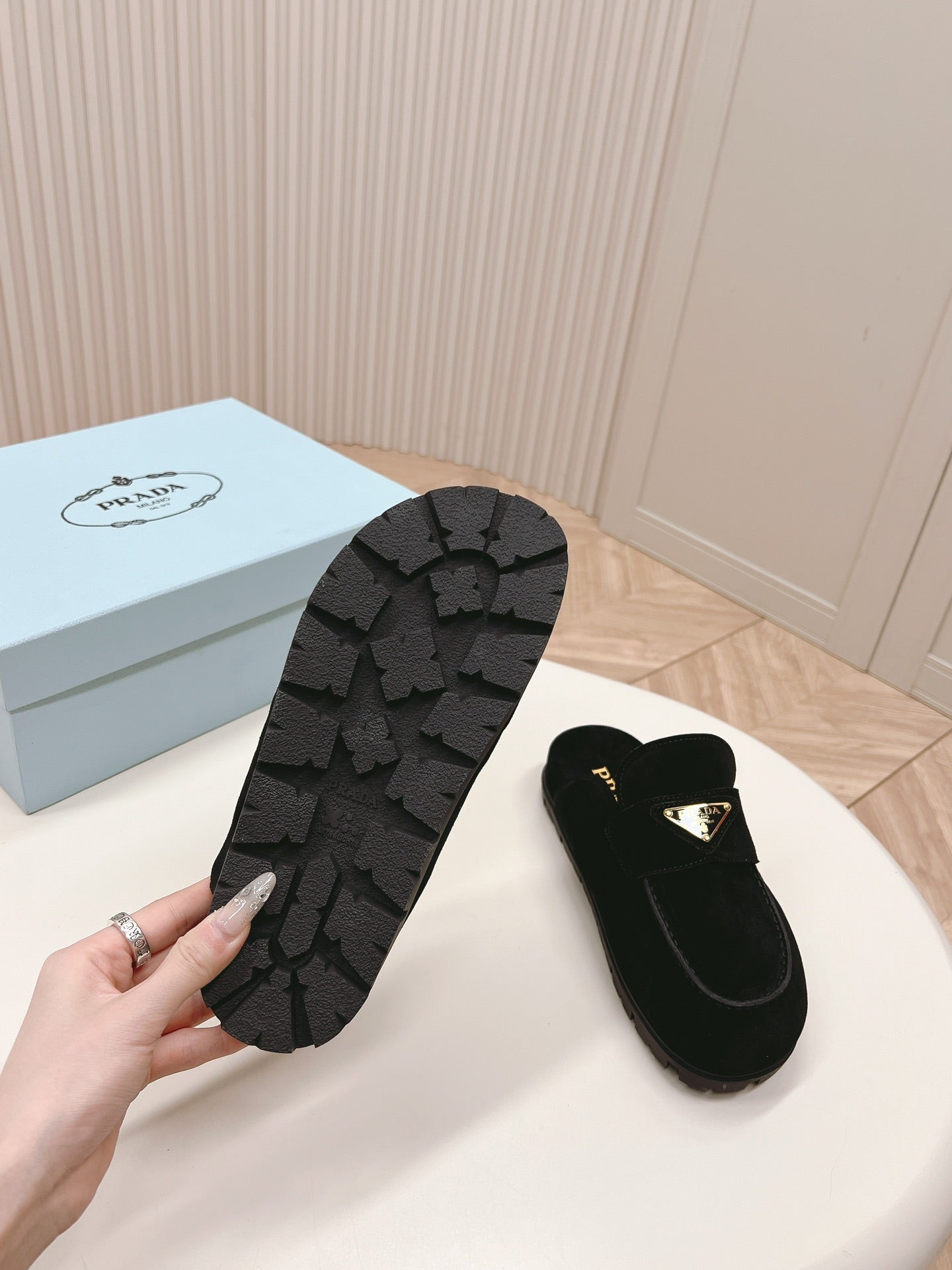 PRA SABOTS MULES BLACK SUEDE