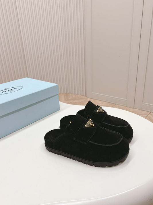 PRA SABOTS MULES BLACK SUEDE