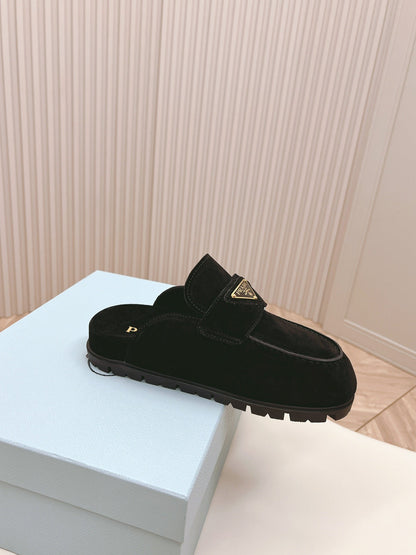 PRA SABOTS MULES BLACK SUEDE