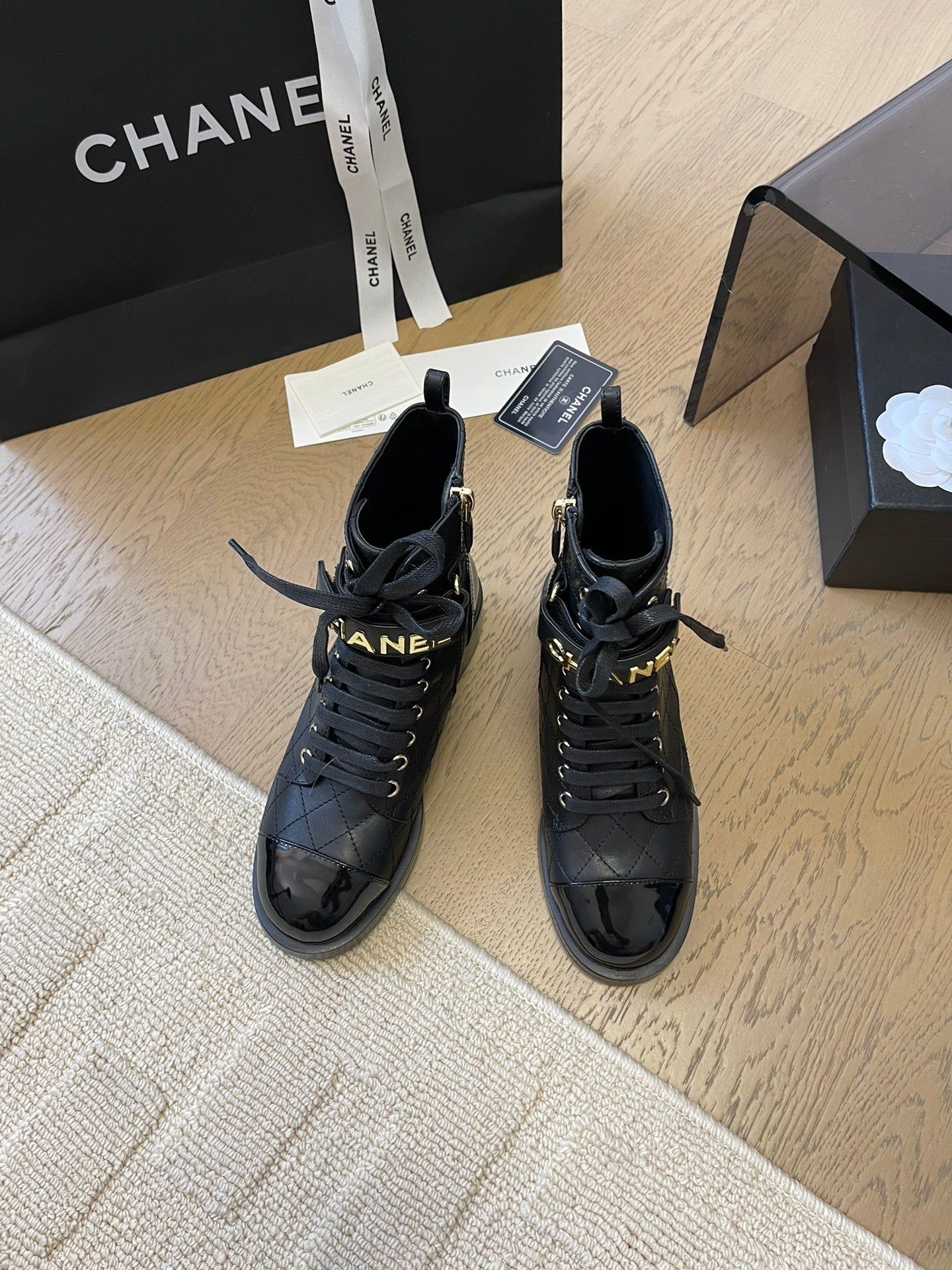 ALPHABET MARTIN BOOTS IN BLACK LAMBSKIN