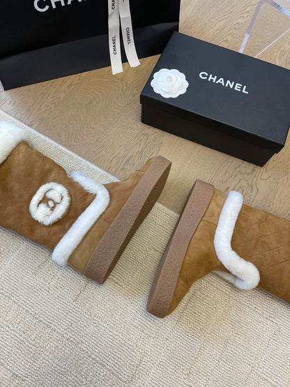 HIGH BOOTS IN CIDER BROWN SUEDE AND FLEECE LINING