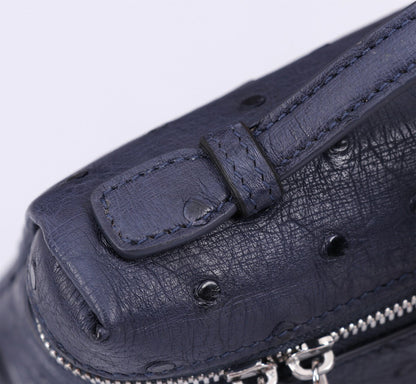 EXTRA POCKET L19 IN SPACE BLUE OSTRICH LEATHER