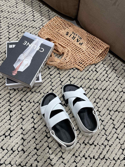 ELECTRIC SANDAL BLACK MIX WHITE CALFSKIN