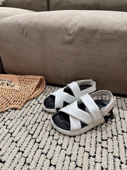 ELECTRIC SANDAL BLACK MIX WHITE CALFSKIN