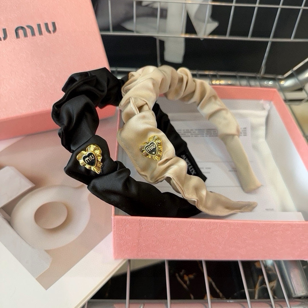 HEADBAND IN BEIGE COTTON GOLD HARDWARE 425519