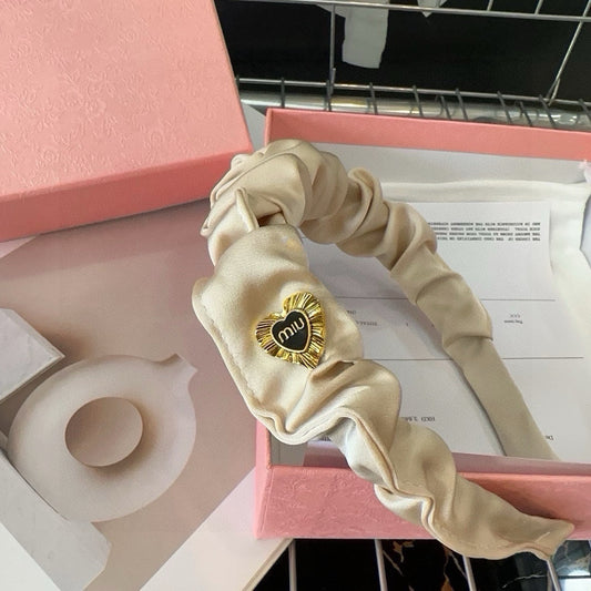 HEADBAND IN BEIGE COTTON GOLD HARDWARE 425519