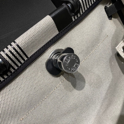 HERBAG A DOS ZIP RETOURNE BACKPACK 29 IN OFF-WHITE MIX BLACK CANVAS AND CALFSKIN