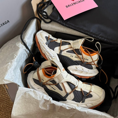 HIKE SNEAKER IN BEIGE AND ORANGE MESH, POLYURETHANE AND POLYESTER