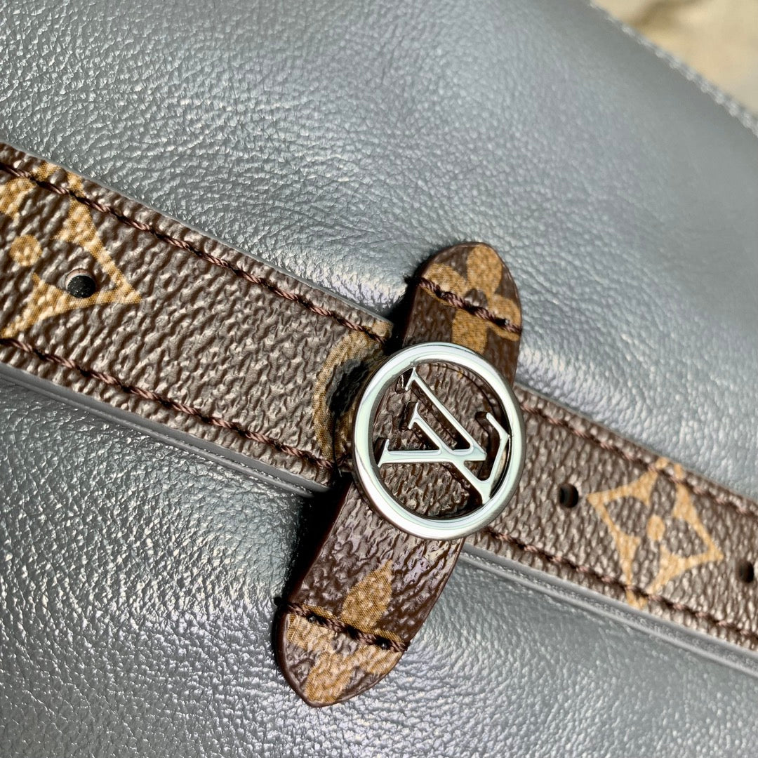 CARRYALL DARK 39 IN GREY LAMBSKIN BROWN MONOGRAM TAG