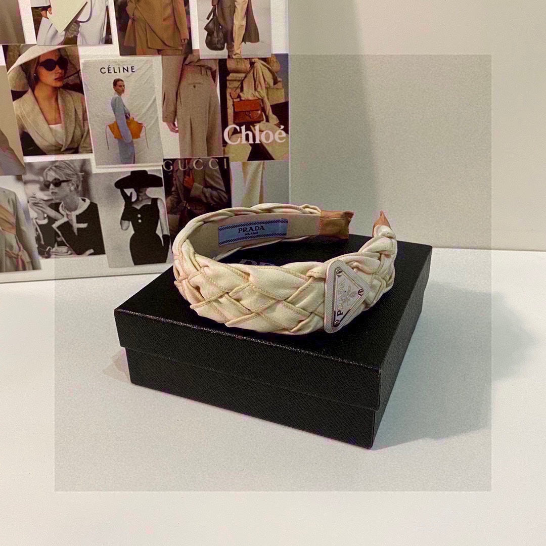 BEIGE FABRIC BRAIDED HAIRBAND 344763