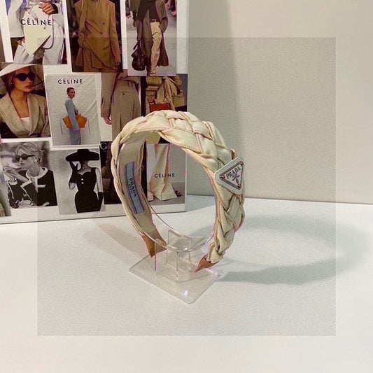 BEIGE FABRIC BRAIDED HAIRBAND 344763