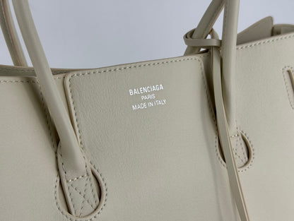 BEL AIR CARRY ALL BAG 29 IN WHITE NAPPA LAMBSKIN SILVER HARDWARE