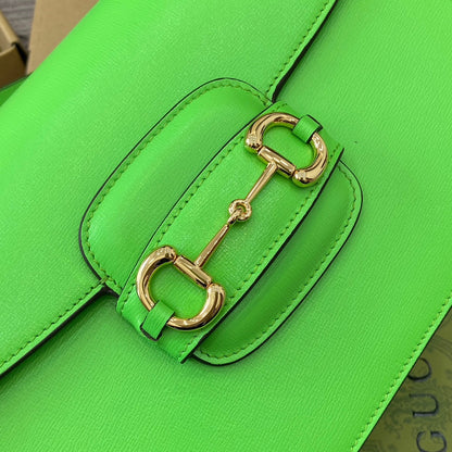 HORSEBIT 1955 SHOULDER BAG 25 IN THYME GREEN LAMBSKIN GOLD HARDWARE