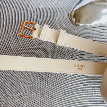 CL BELT BAG TRIOMPHE 25 MM BELT TRIOMPHE WHITE CALFSKIN GOLD HARDWARE