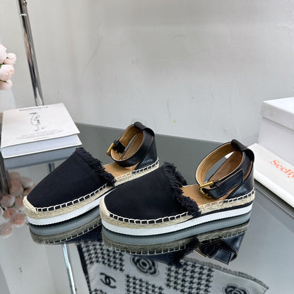 SEE BY ESPADRILLES SANDAL IN BLACK FABRIC AND CALFSKIN