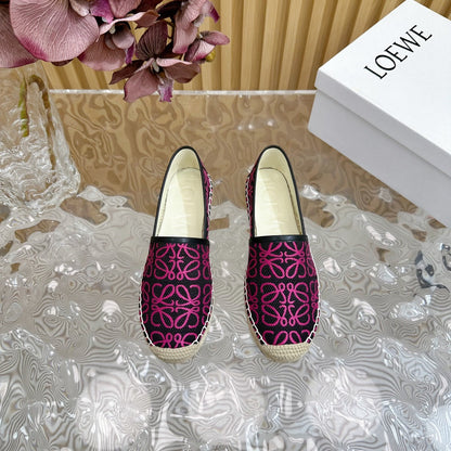 LW PINK ANAGRAM ESPADRILLE LOAFER BLACK LINEN