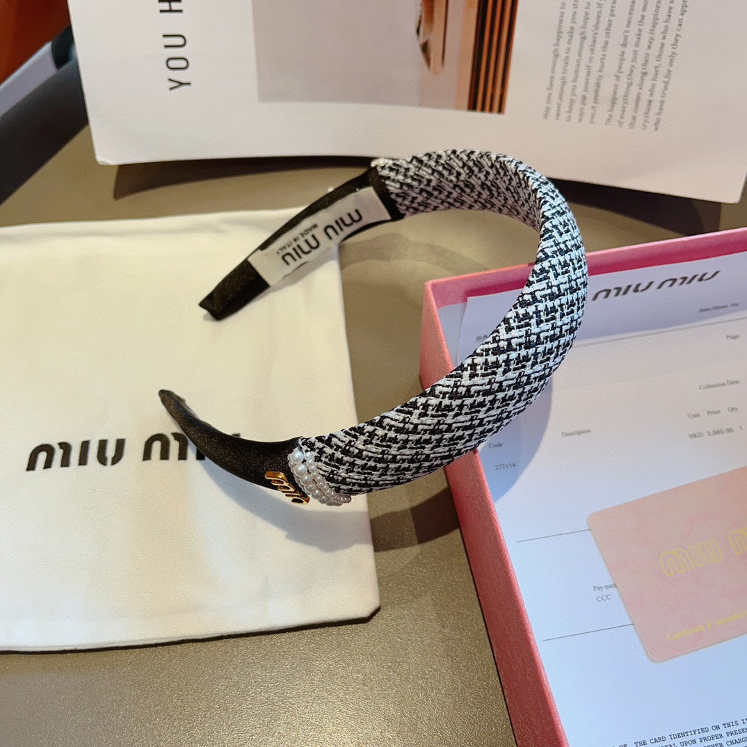HEADBAND IN BLACK TWEED AND SILK 262052