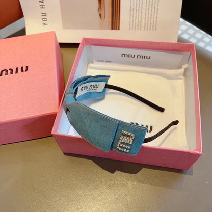 BOW HEADBAND IN BABY BLUE DENIM 398854