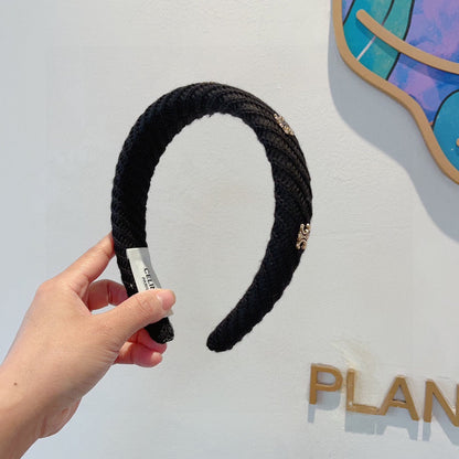 BLACK WOOL FABRIC HAIRBAND 402917