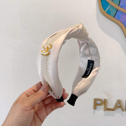 WHITE FABRIC AND SILK HAIRBAND 409391