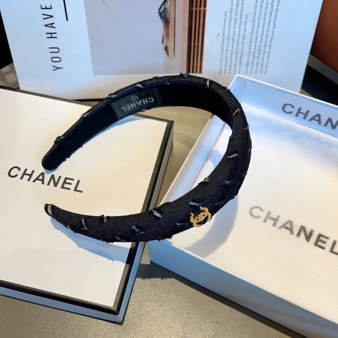 BLACK DENIM FABRIC HAIRBAND 432769
